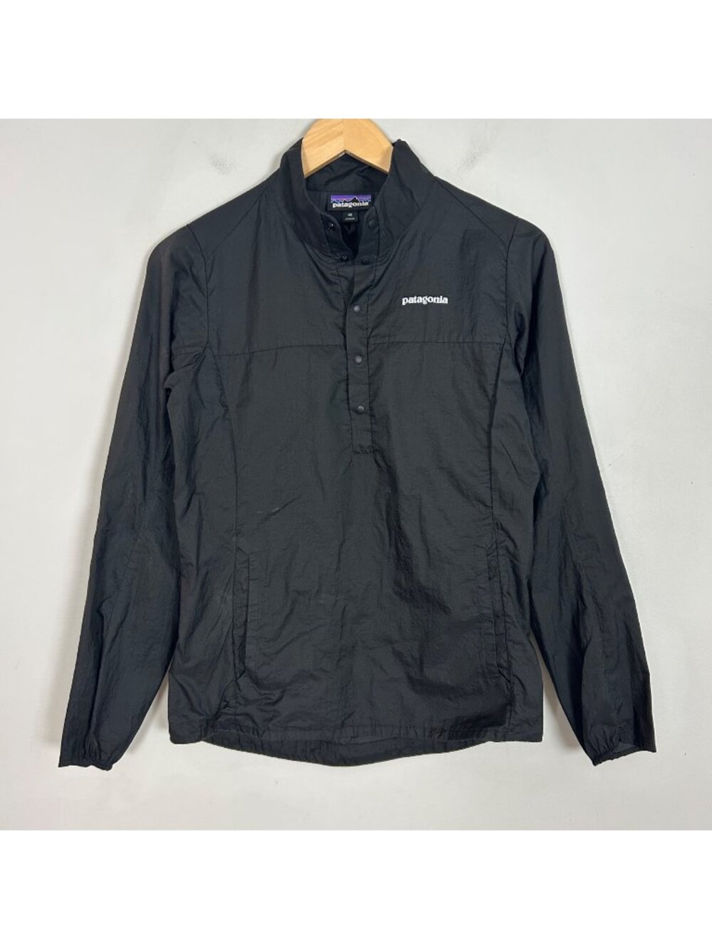 Patagonia Houdini Stash Jacket Snap-T Windbreaker Pullover Black Size XS Women's